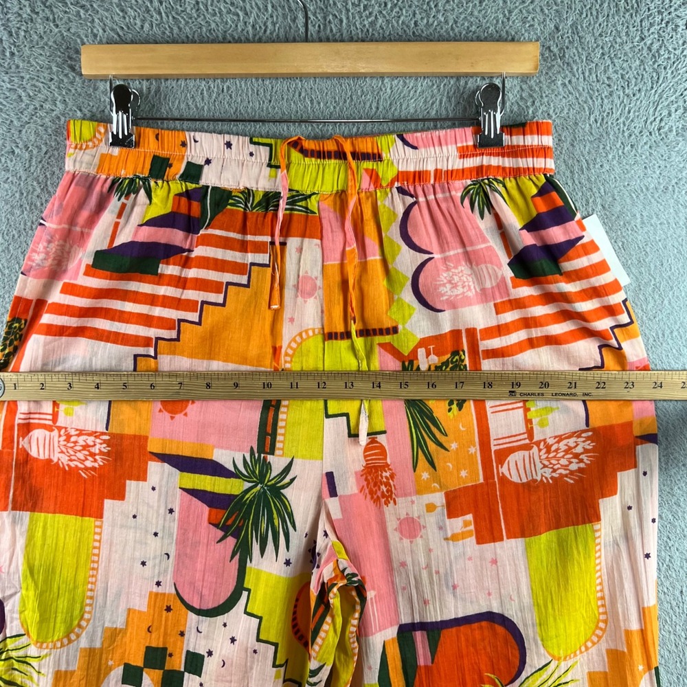 New Haute Hippie Tropical Print Drawstring Pants Pink Orange Yellow Palm Tree XL - Picture 6 of 13